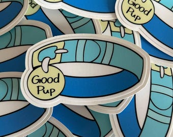 3" Sticker - "Good Pup' Collar Blue