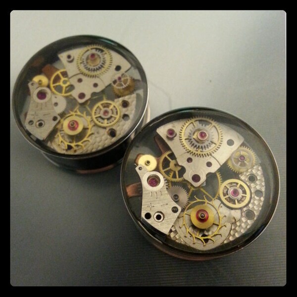 1 & 1/8" (28mm) pair of  steampunk plugs