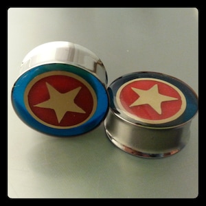 1&quot; (25mm) star glow plugs tattoo body modification gift jewelry implant alternative heavy metal edm fashion retro anime