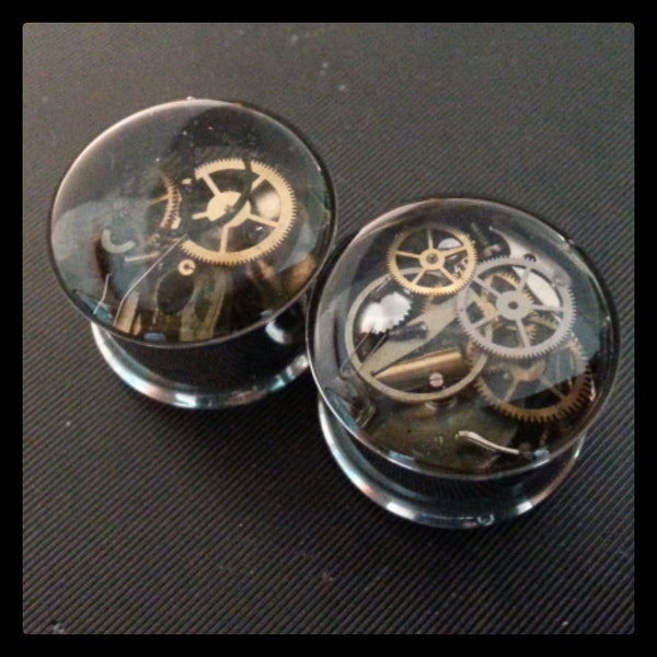 2/4" (19mm) pair of double flare steampunk plugs