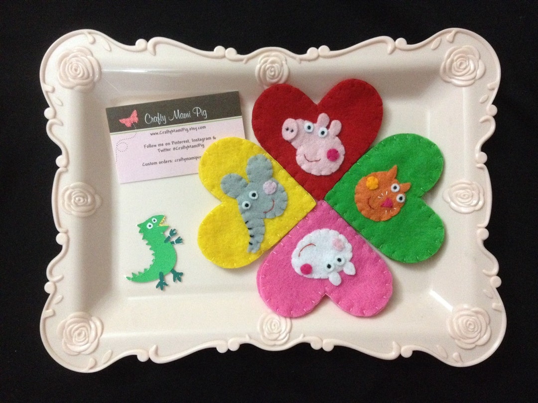 Peppa Pig Gift Card Holder // Felt Heart Shape Corner Bookmark Etsy