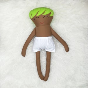 16 Dress Up Doll Caramel Brown Skin Neon Green Short/Pixie Hair READY TO SHIP image 1
