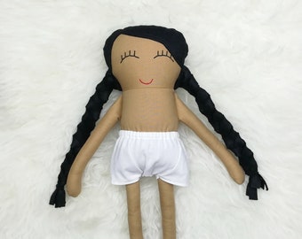 16" Dress Up Doll ~ Light Brown Skin ~ Black Pigtail Hair *READY TO SHIP*