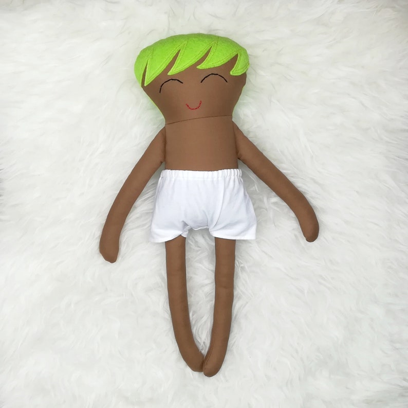 16 Dress Up Doll Caramel Brown Skin Neon Green Short/Pixie Hair READY TO SHIP image 1