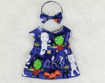 16" Doll Clothes ~ Trick-or-Treat Dress & Bow Headband