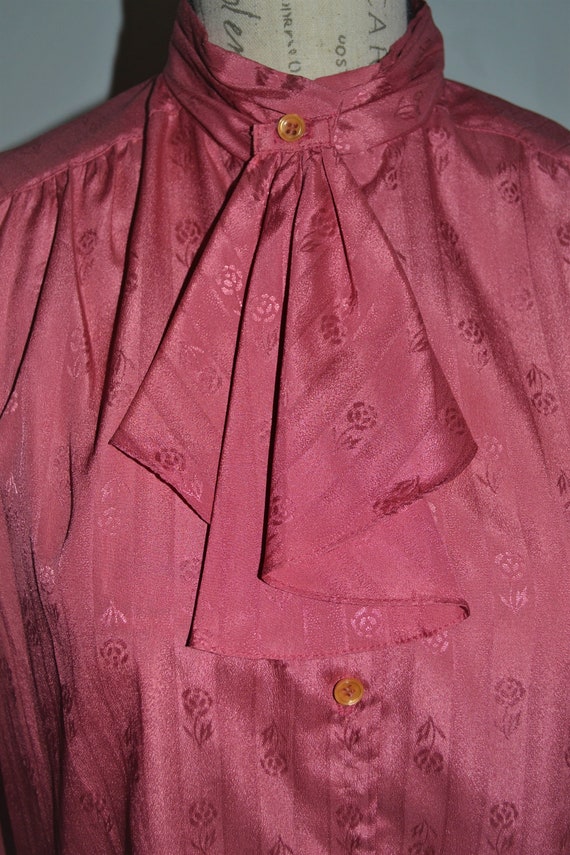 Dusty Rose Colored Pussy Bow Blouse - image 3