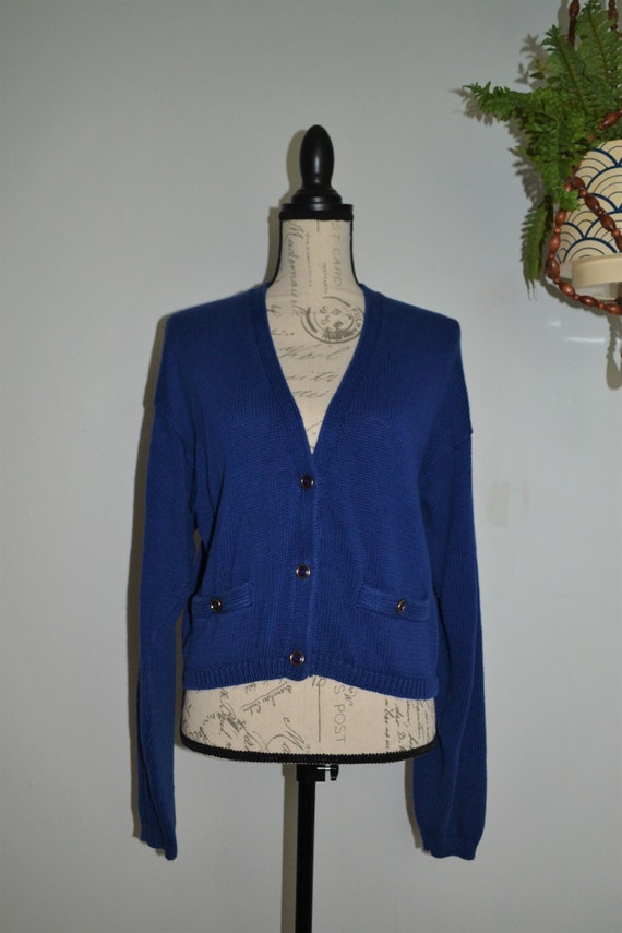 Blue button sweater clearance