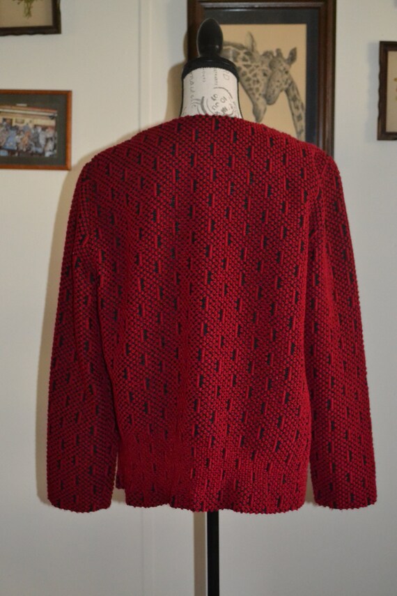 80s Vintage Red Knitted Alfred Dunner Jacket - image 4