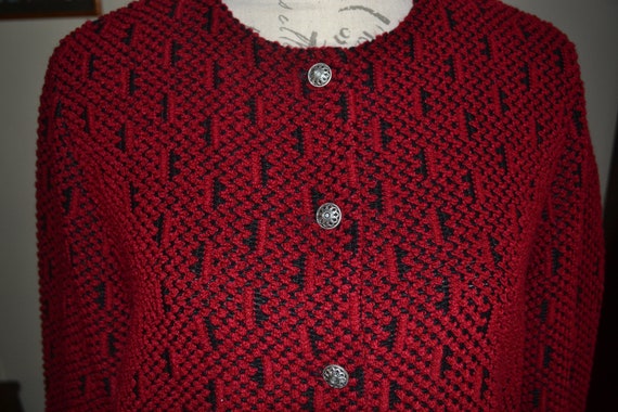 80s Vintage Red Knitted Alfred Dunner Jacket - image 2