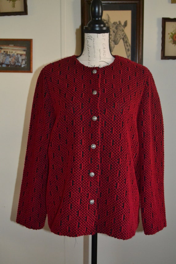 80s Vintage Red Knitted Alfred Dunner Jacket