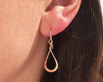 Small Rose Gold Teardrop Earrings, Simple Work School Office Jewelry, Modern Lightweight 14k Rose Gold Filled, Minimalist Sister Mom Gift