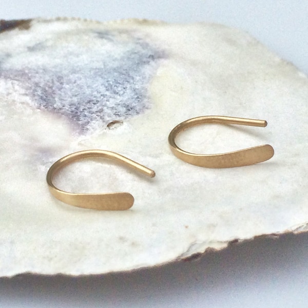 Solid 14k Yellow Gold Tiny Open Hoop, 1/2" Small Minimalist Horseshoe Earring, Wife Girlfriend Anniversary, Mom Daughter Sister Birthday
