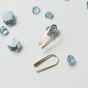 3/4 Inch 14k Gold Filled Open Hoop Earrings: Modern Minimalist Arc, Handmade in Maine