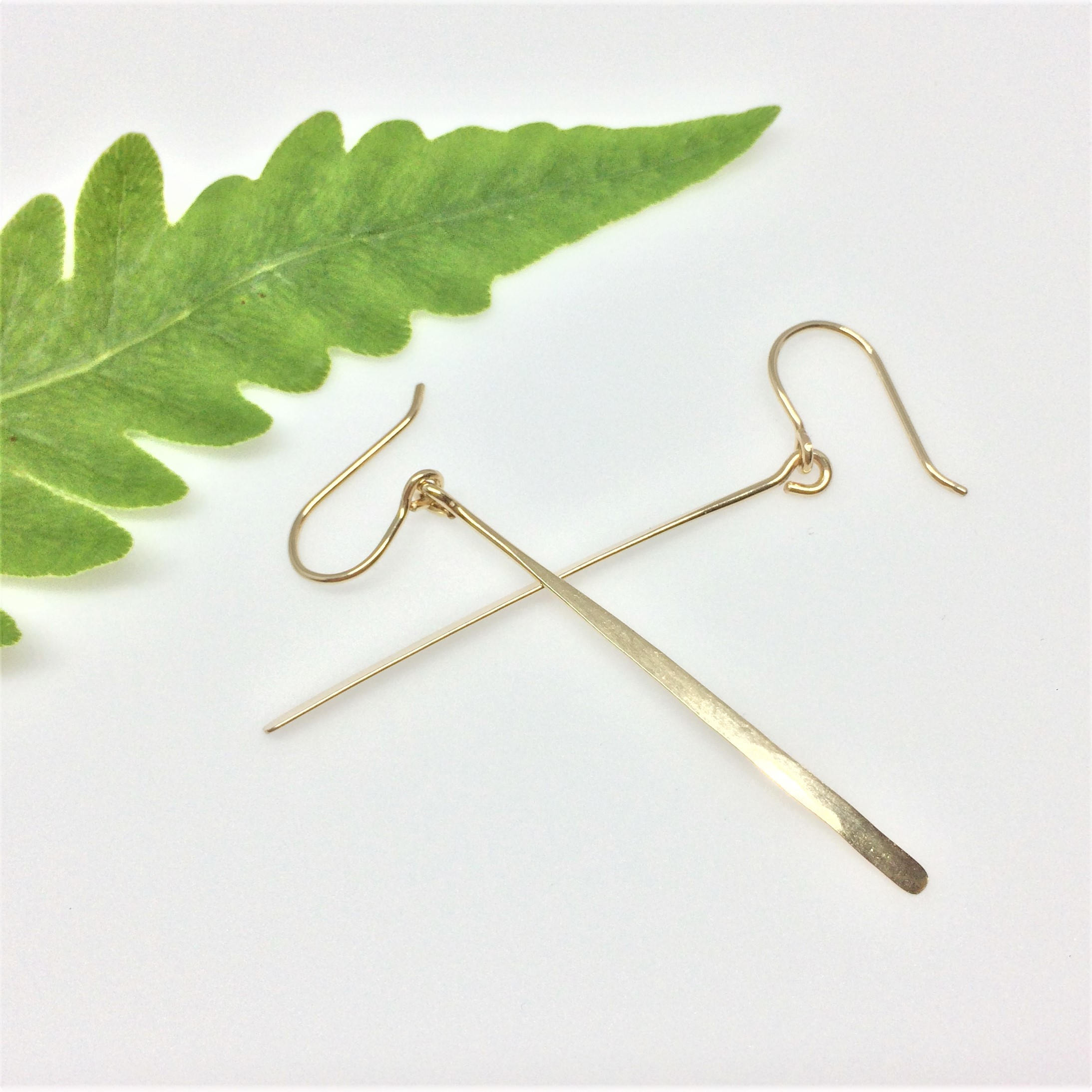 Long Gold Line Earrings: Minimalist 14k Gold Filled 2 Inch Straight ...