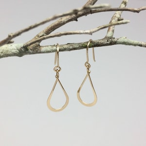 Small Simple Gold Open Teardrop Earring, Dainty Delicate Rain Drop, Modern Minimalist, Sister Mom Wife Daughter Birthday, Granddaughter Gift