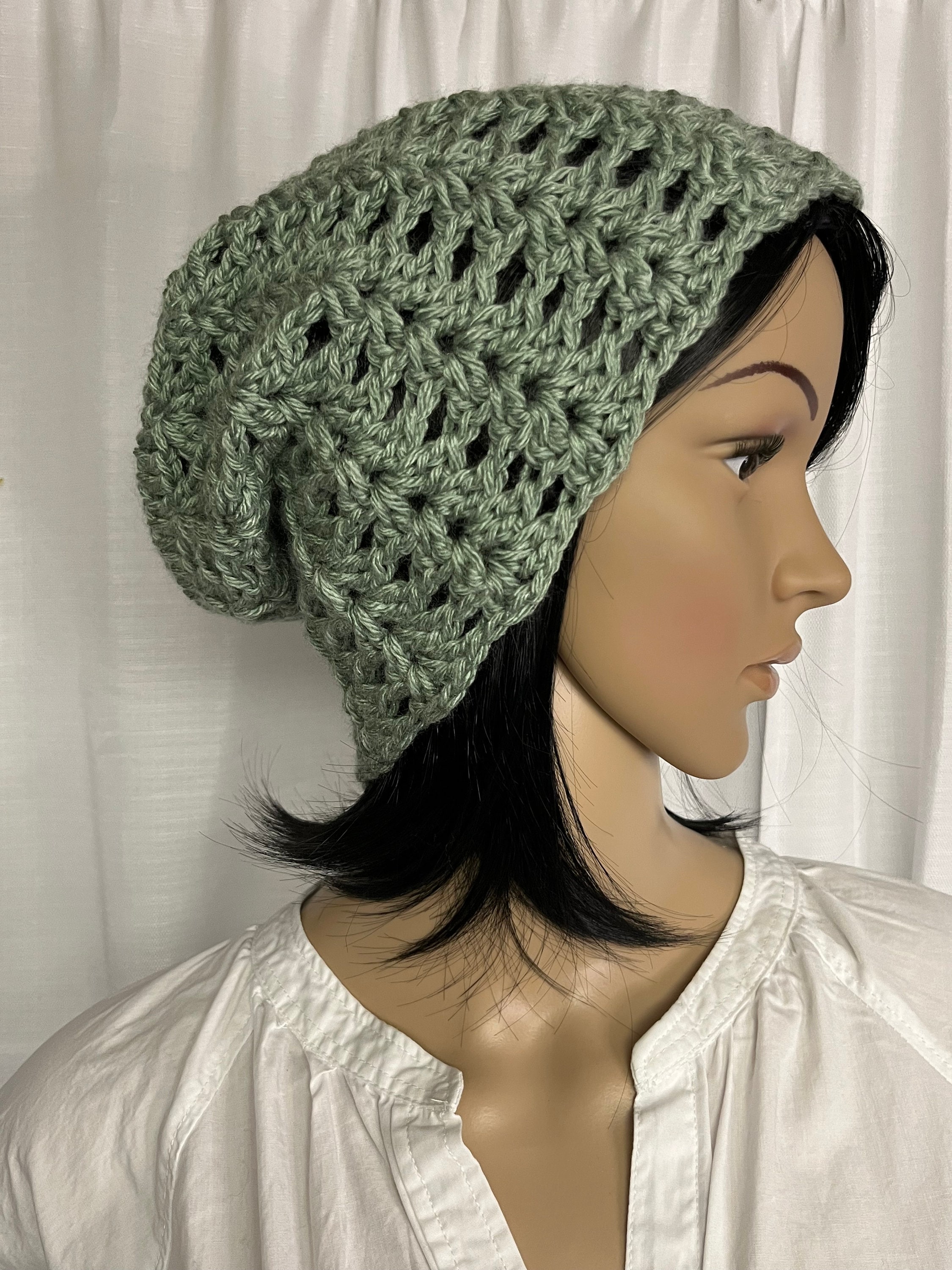 Crochet Green And Brown Slouchy Woodland Beanie Hat Slouchy Beanie Hat Crochet Pattern & Tutorial - Moss Tweed  main image 4
