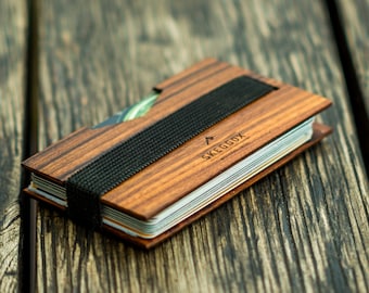 Change your leather wallet! Wooden Wallet, Cardholder with Money Clip - The Ultimate Christmas Stocking Stuffer!