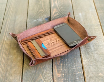 Leather tray | wooden tray | wallet tray