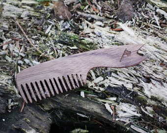 Walnut Beard Comb, Hand-Waxed Mustache Comb