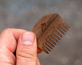 Small beard comb, moustache comb, beard and mustache comb, pocket comb, wooden comb, grooming, men's gift