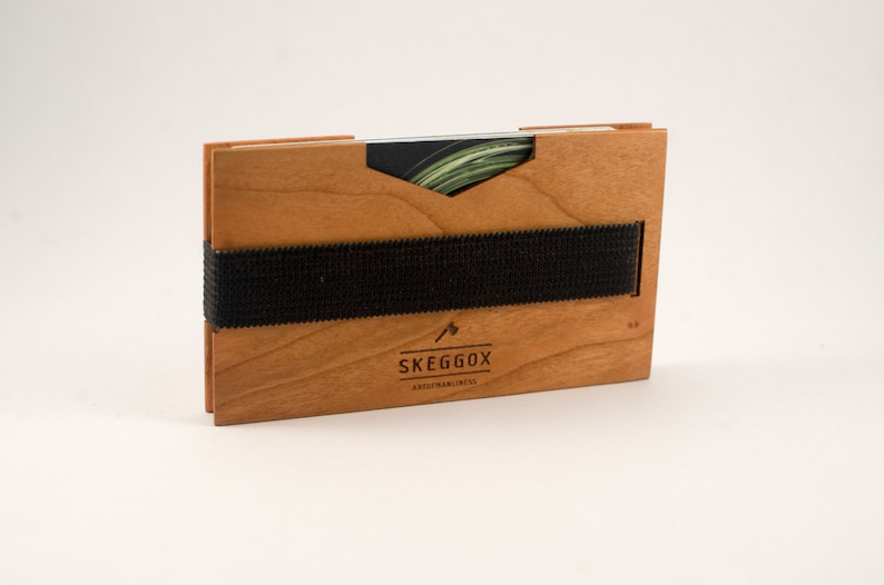 Cartera DE MADERA / clip de dinero / billetera minimalista / billetera delgada / billetera / billetera de madera de cerezo / billetera de regalo / billetera para hombre / regalo para hombres imagen 1