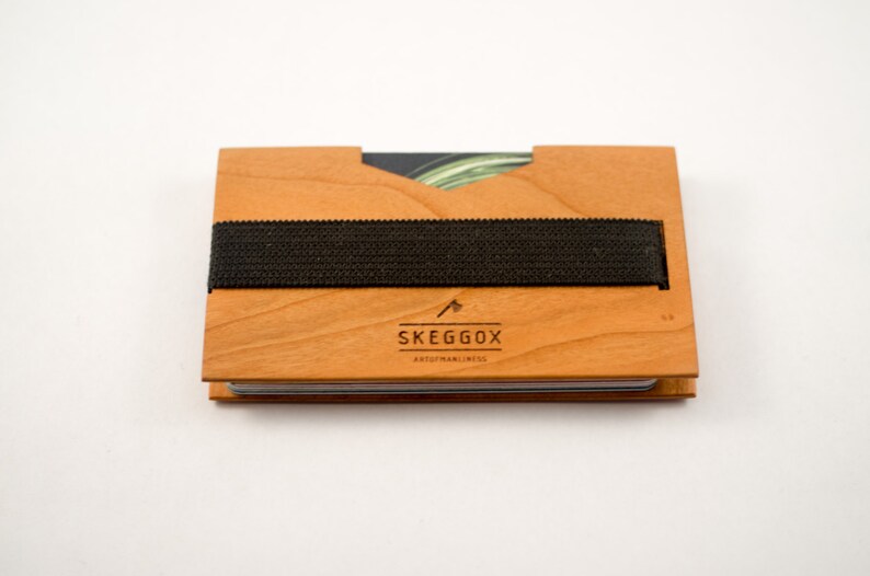 Cartera DE MADERA / clip de dinero / billetera minimalista / billetera delgada / billetera / billetera de madera de cerezo / billetera de regalo / billetera para hombre / regalo para hombres imagen 3