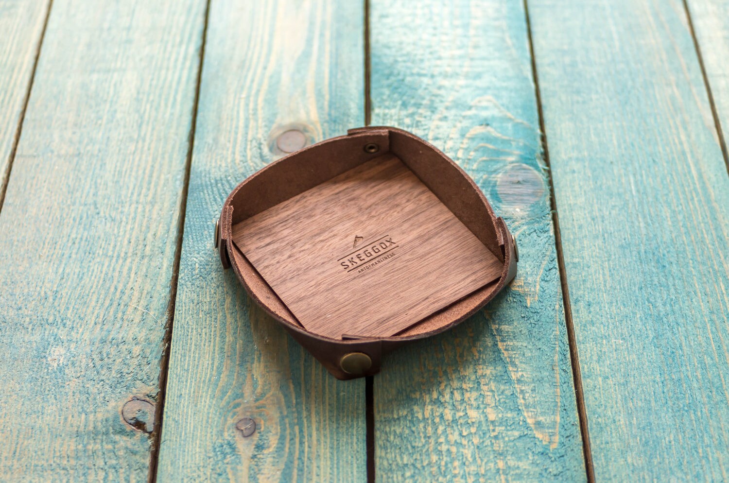 Wooden Wallet and Leather Tray SET Etsy