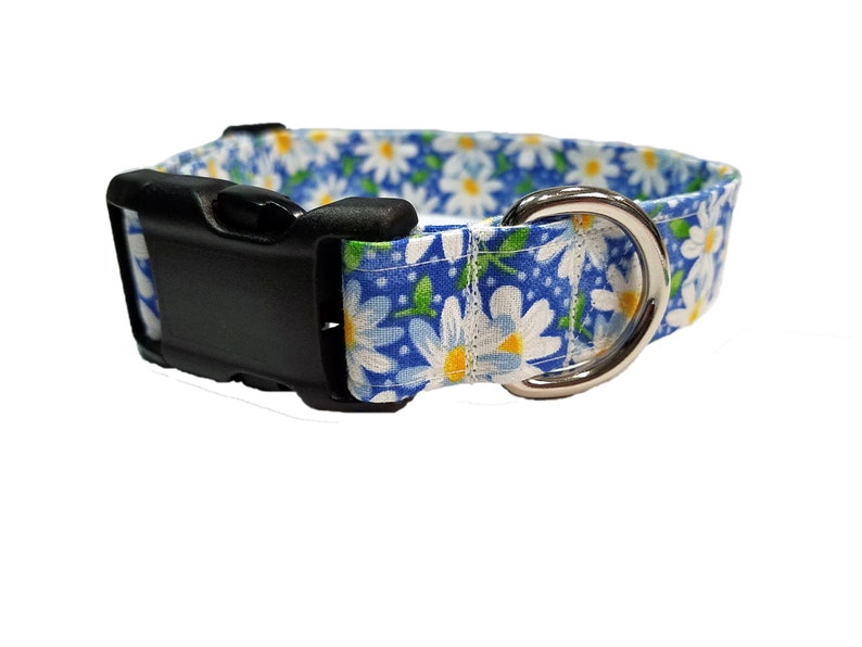 Blue Daisy Dog Collar Flowers Daisies Fabric Adjustable Etsy