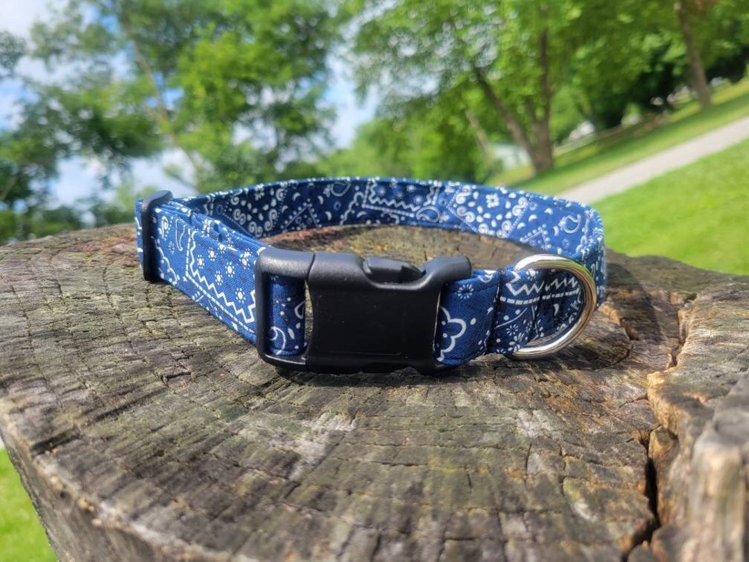 Navy Blue Bandana Dog Collar Cowboy Fabric Country Western Etsy