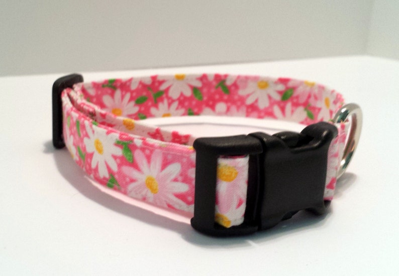 Pink Daisy Dog Collar Flowers Daisies Fabric Adjustable Etsy
