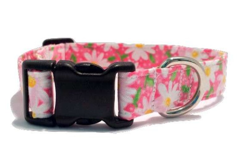 Pink Daisy Dog Collar Flowers Daisies Fabric Adjustable Etsy