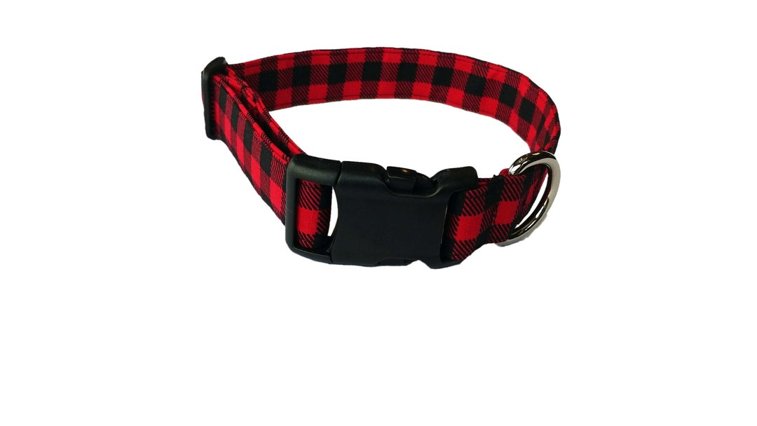 Red Buffalo Plaid Dog Collar Puppy Black Gingham Hunter Etsy