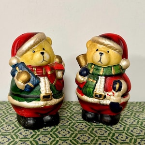 Santa Claus Teddy Bears Salt and Peppers-vintage
