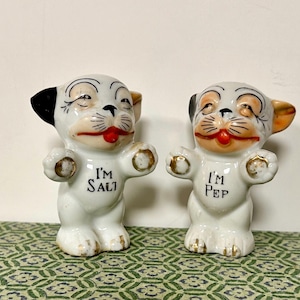 Vintage Lusterware Bonzo Dogs Salt and Pepper Set circa 1930s 40s