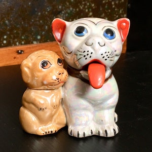 Vintage Lusterware Bonzo Dogs Salt and Pepper Set and Condiment Set-Very Cute and Rare-FREE SHIPPING