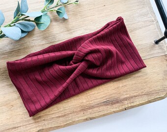 Burgundy Twist Headband, Turban Headband, Soft Headband, Stretch Hair Band, Nurse Headband