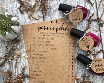 Porn or Polish | Porn or Poland | Unique Bachelorette Party Game | Kraft Rustic Shower | Favor Tags | INSTANT DOWNLOAD | Digital | Printable