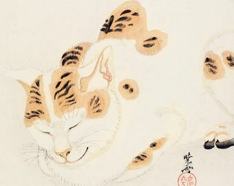 斎藤清作「二匹の猫」版画：日本の木版画 - Etsy 日本
