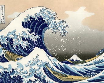 葛飾北斎の「神奈川沖浪裏」版画 – 浮世絵美術、日本風壁装飾 - Etsy 日本
