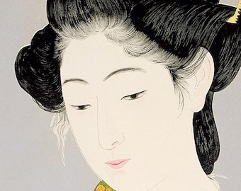 伊藤深水作「吹雪」日本美術版画、木版画、ジクレー、版画、美術