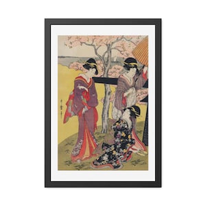 Poster Japanese Art Print Gift Traditional Wall Art Framed Decor Asian Home Decor Woodblock Art Cherry Blossom Picture Utamaro Kitagawa