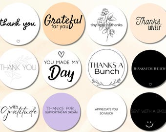 Sjabloonbundel minimalistische bedankstickers: verpakking voor kleine bedrijven (bewerken in canva, digitale download)