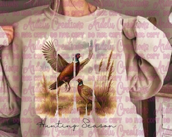 Hunting Season PNG/ Pheasant Hunting Digital Download/ Rustic Wildlife Sublimation Design