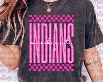 Pink Out Indians PNG: Breast Cancer Awareness, Game Day Design (Digital Download)