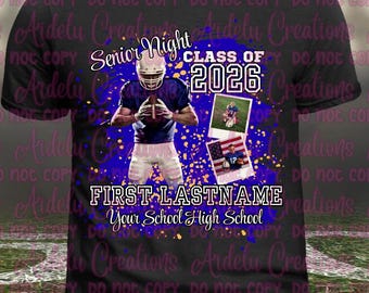 Editable Senior Night Shirt Template/ Customizable Class of 2026 Football Team Design/ Canva Template