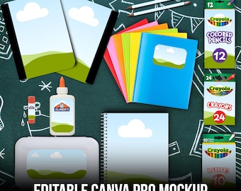 Back to School Mockup Template for Canva Pro: Drag & Drop School Supplies