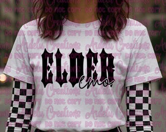 Elder Emo PNG: Gothic Retro T-Shirt Design (Digital Download)