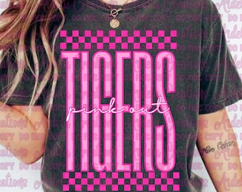 Pink Out Tigers PNG: Breast Cancer Awareness, Game Day Shirt (Digital Download)