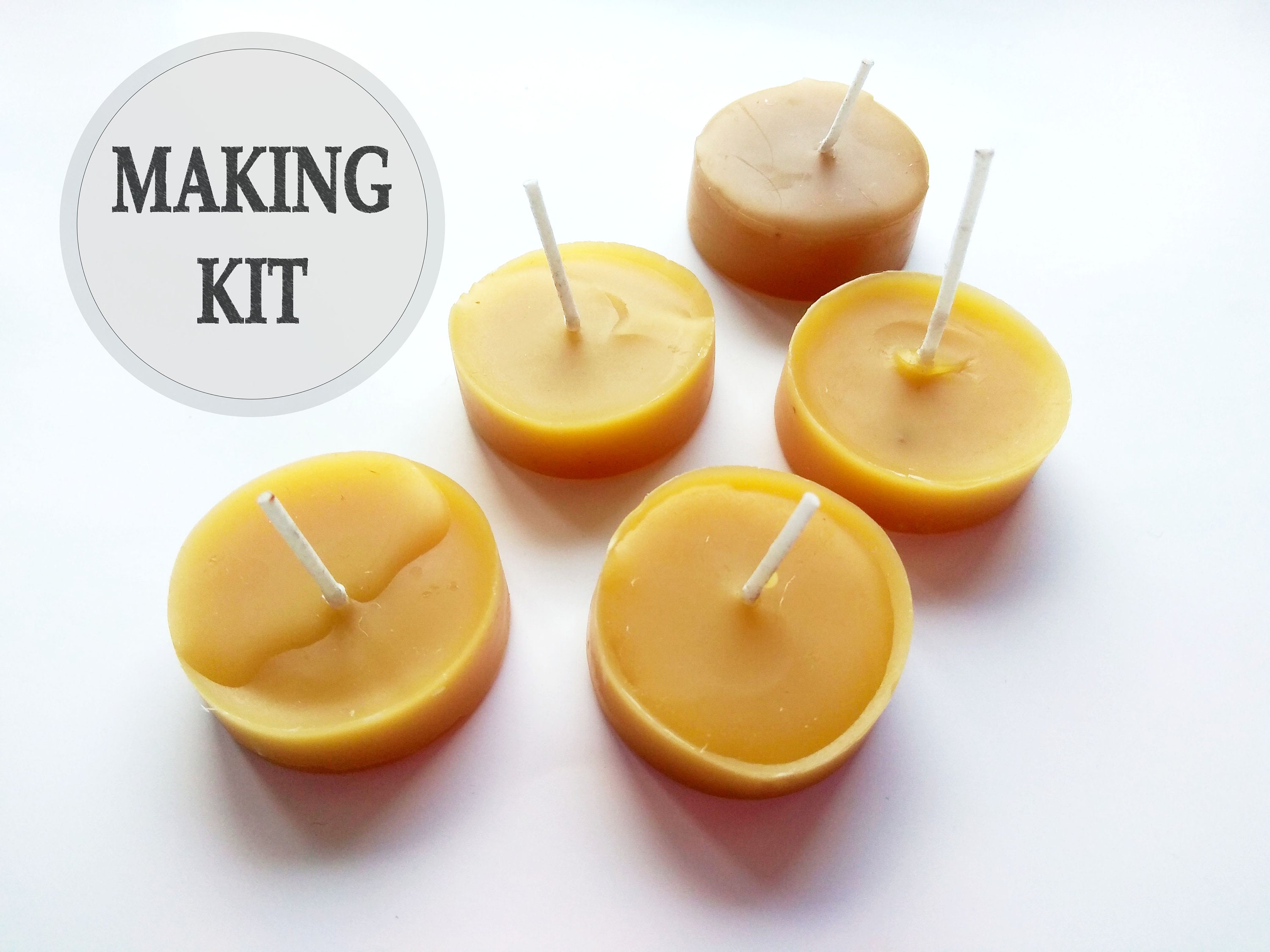 Making Set Kit Tea Lights Candle Set of 5 Wax Candles Beeswax Etsy