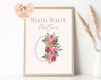 Mental Health Matters Kunstdruck | Psychische Gesundheit Kunst | Psychische Gesundheit Poster | Selbstliebe Kunst | Therapeutenbüro Kunst |